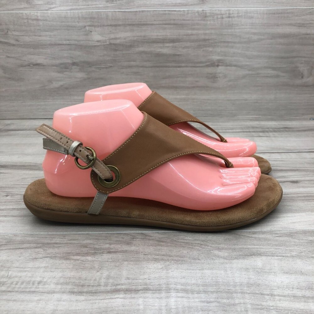 Aerosoles Sandals Womens 9M Brown Buckle Strap Flat Thong Shoes